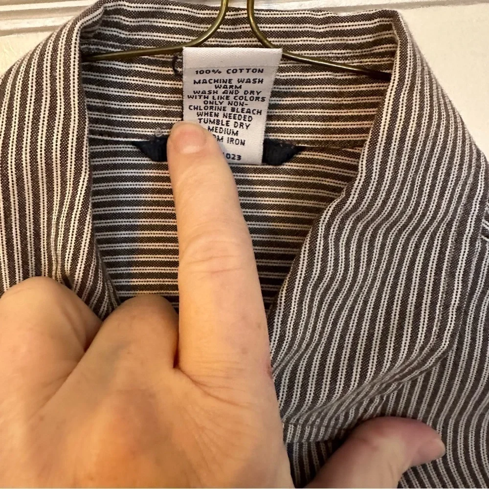 Gap Boy’s Shirt Brown & White Striped Button Down Size M